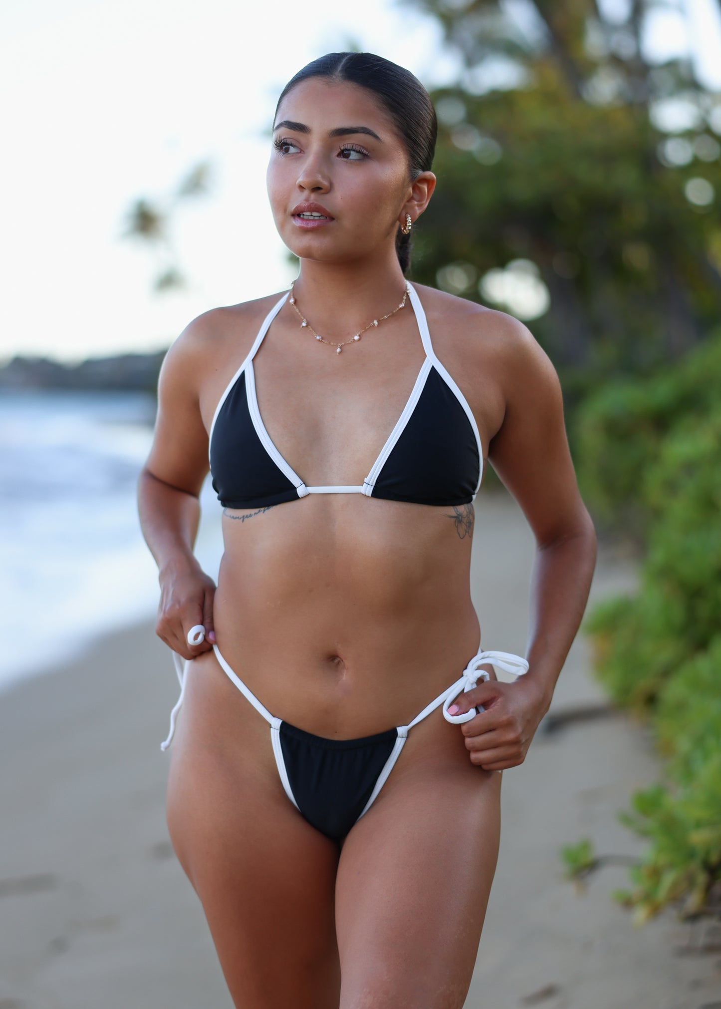 Black & White String Bikini Bottom